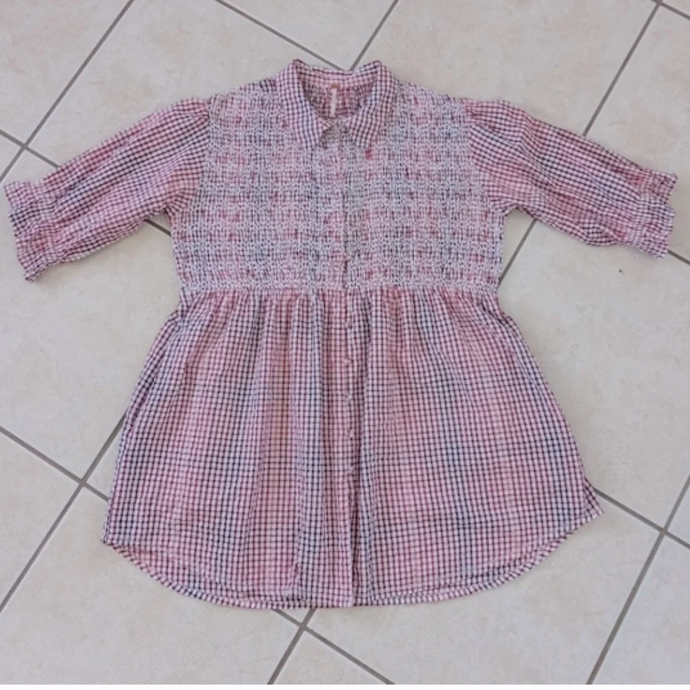 Free People CHARLOTTE GINGHAM TUNIC Size XS/
